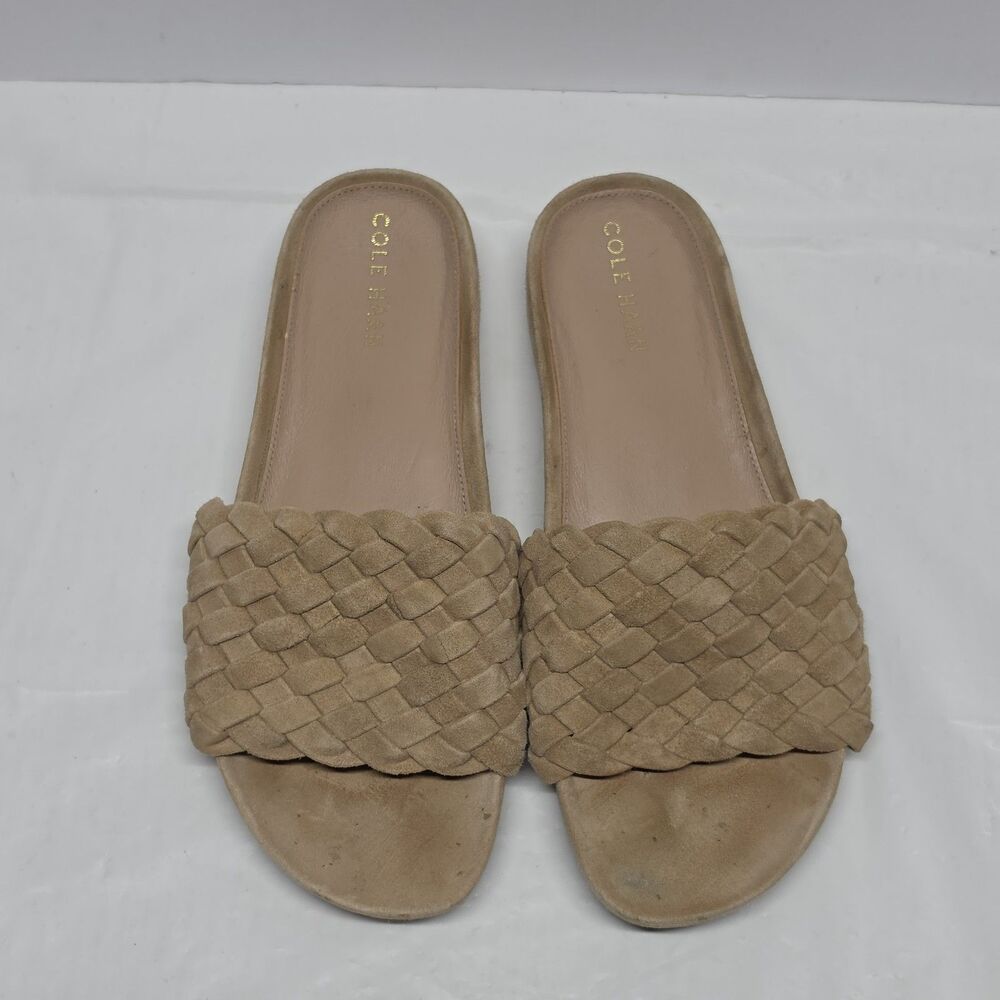 Cole Haan Mojave Slide Braided Sandal Blash Tan Suede Women's 7 Weave Neutral